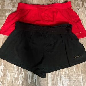 EUC!♥️PINK Victorias Secret Thermal Lounge SleepBoxy Logo Shorts SET of 2!LARGE!